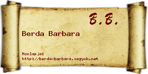 Berda Barbara névjegykártya